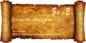Zsigrai Enciána névjegykártya
